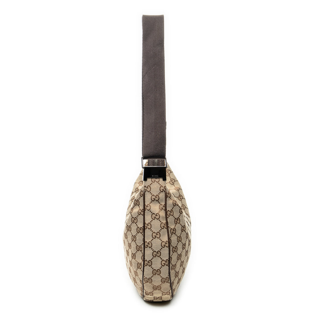 Shoulder Bag Round Zip Messenger Beige Monogrammed Canvas