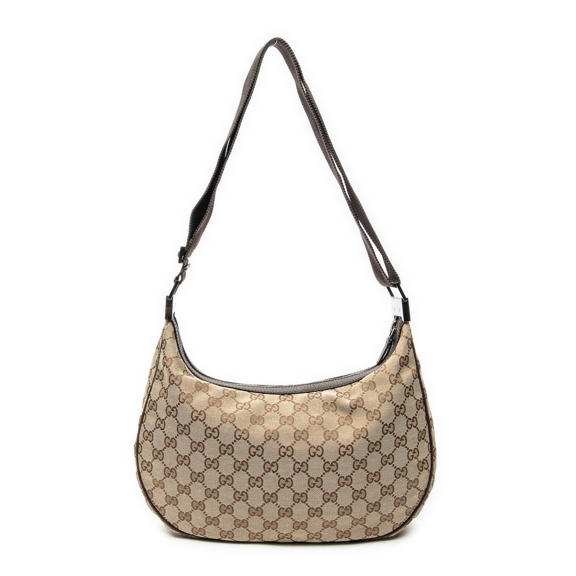 Shoulder Bag Round Zip Messenger Beige Monogrammed Canvas