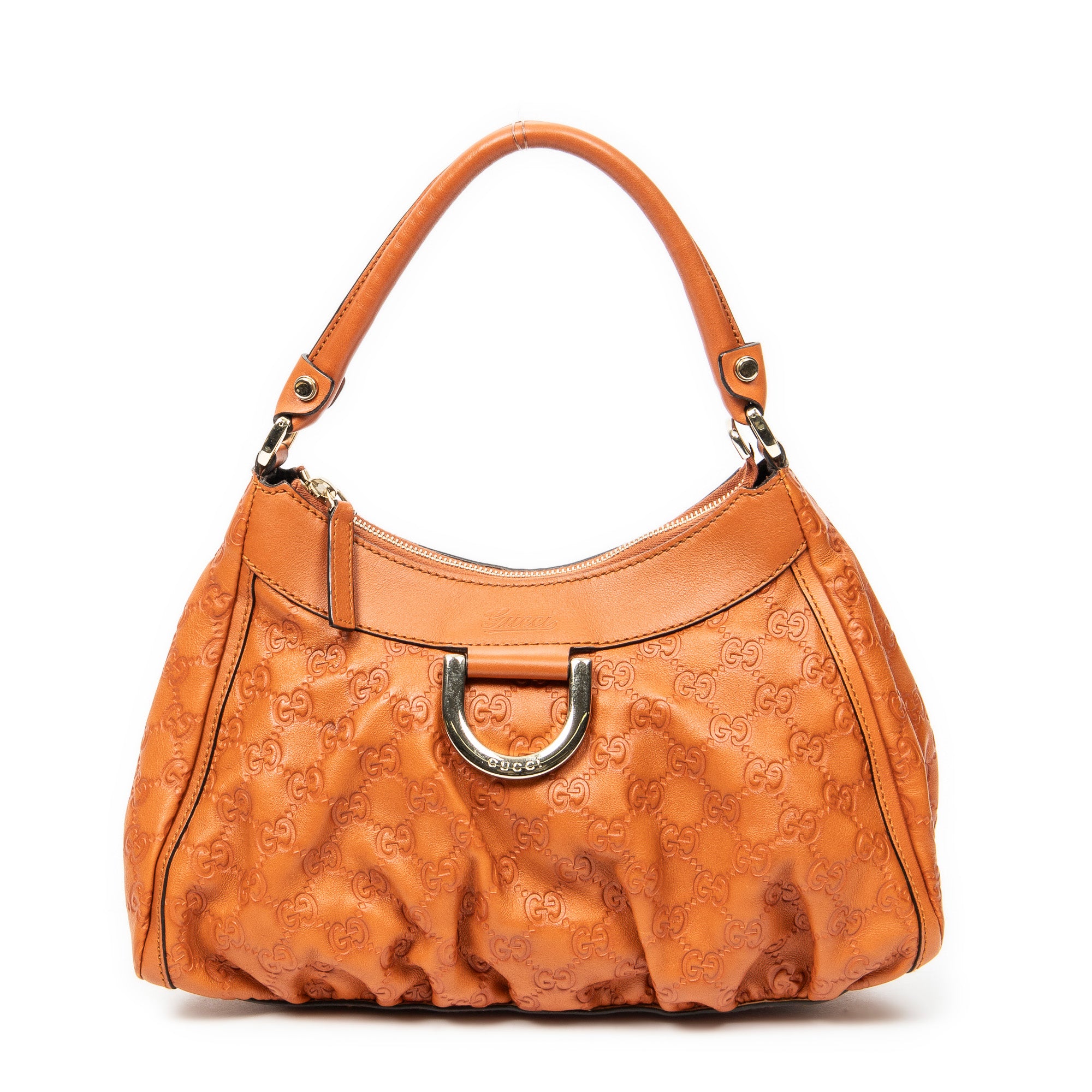 Shoulder Bag Small D-Ring Hobo Orange Guccissima Leather