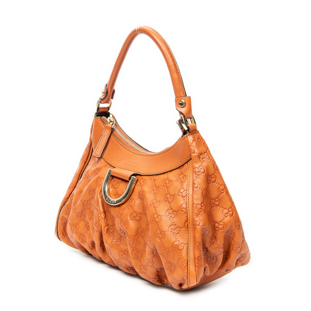 Shoulder Bag Small D-Ring Hobo Orange Guccissima Leather