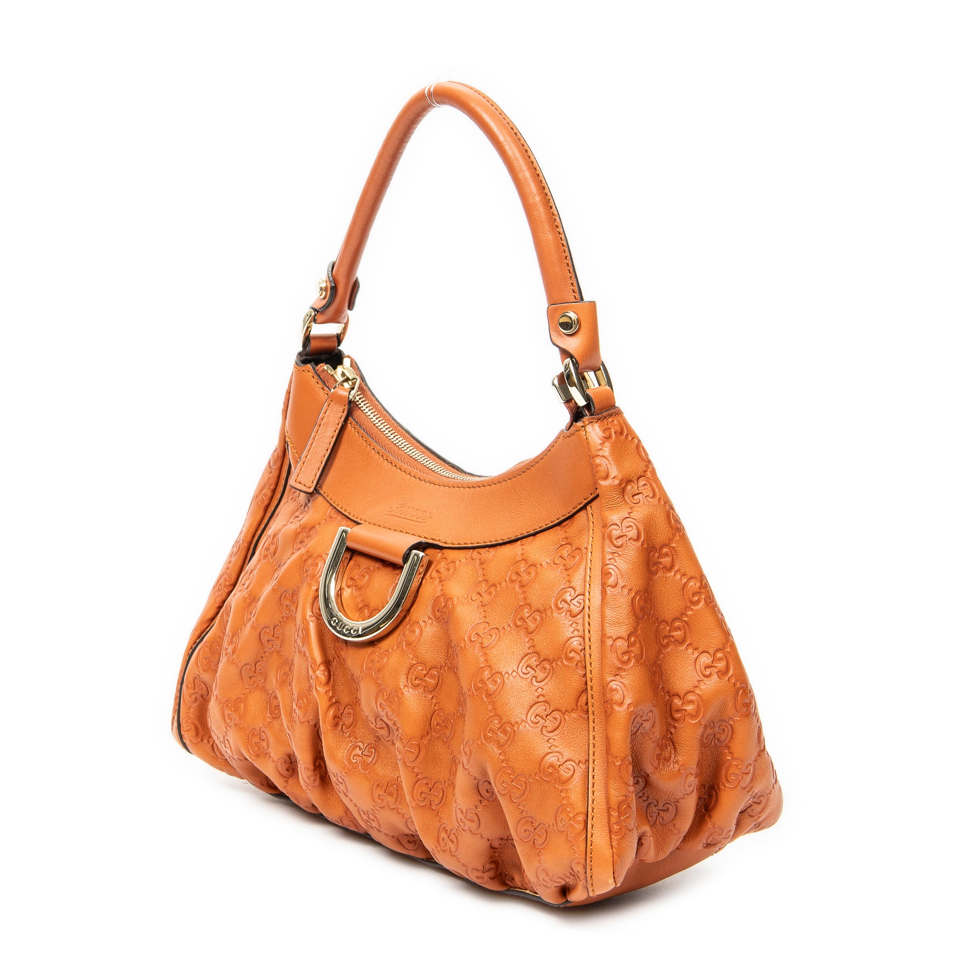 Shoulder Bag Small D-Ring Hobo Orange Guccissima Leather