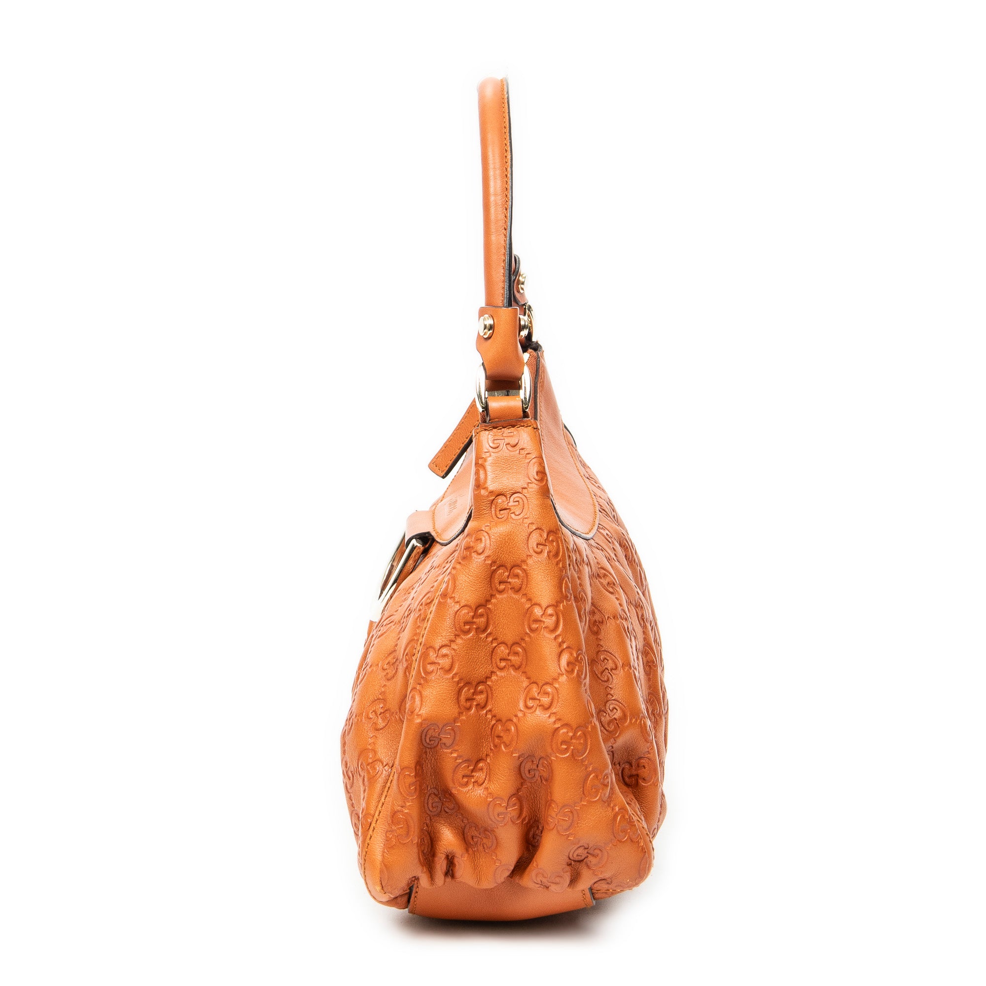 Shoulder Bag Small D-Ring Hobo Orange Guccissima Leather