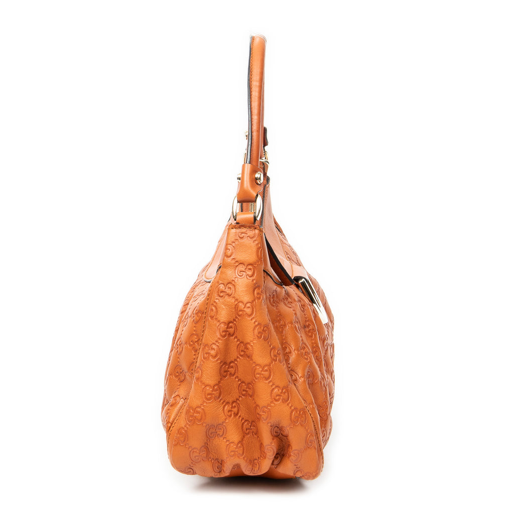 Shoulder Bag Small D-Ring Hobo Orange Guccissima Leather