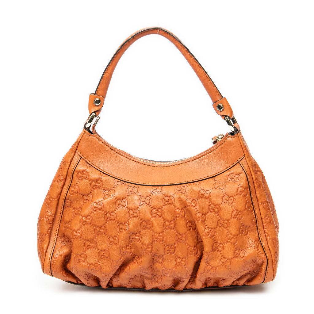 Shoulder Bag Small D-Ring Hobo Orange Guccissima Leather