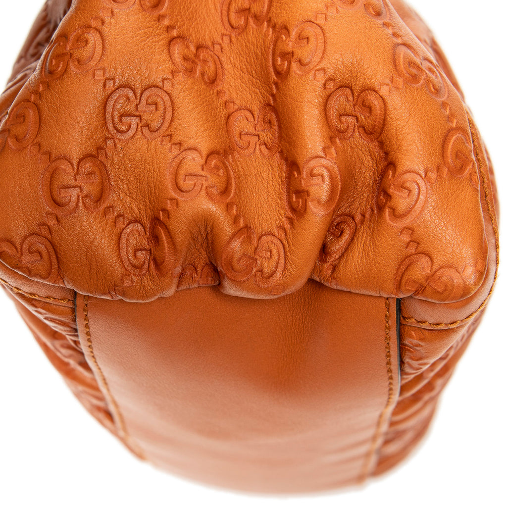Shoulder Bag Small D-Ring Hobo Orange Guccissima Leather