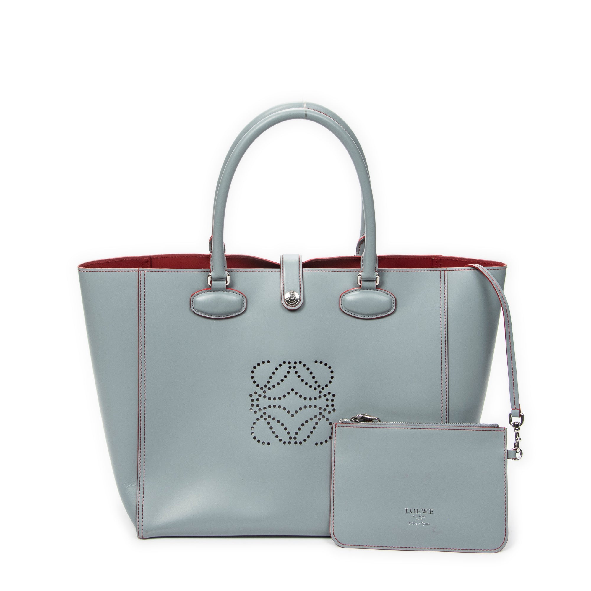 Shoulder Bag Leo Tote Grey Calfskin Leather