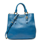 Shoulder Bag Convertible Square Tote Blue Goatskin Leather