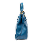 Shoulder Bag Convertible Square Tote Blue Goatskin Leather