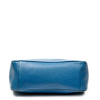 Shoulder Bag Convertible Square Tote Blue Goatskin Leather