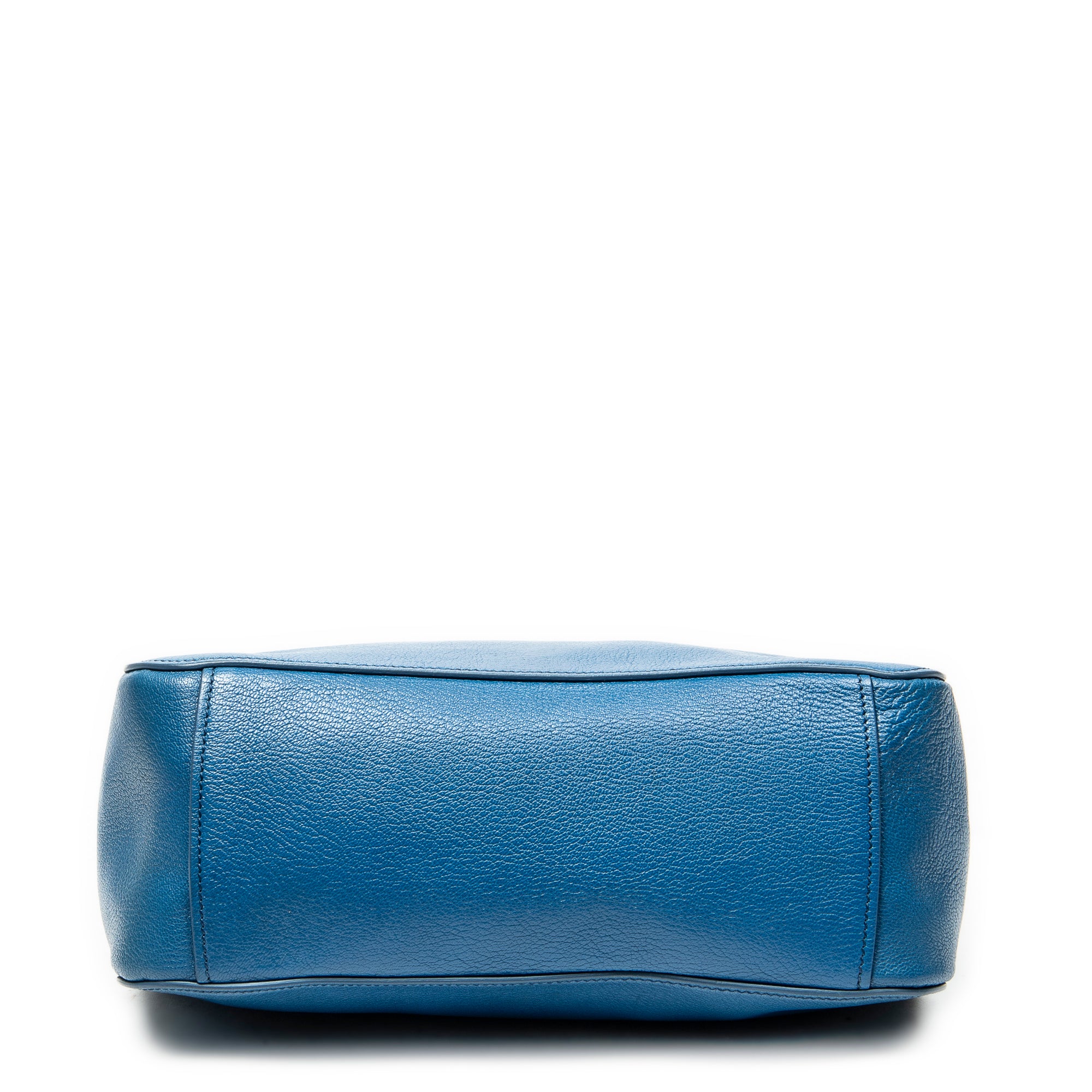 Shoulder Bag Convertible Square Tote Blue Goatskin Leather
