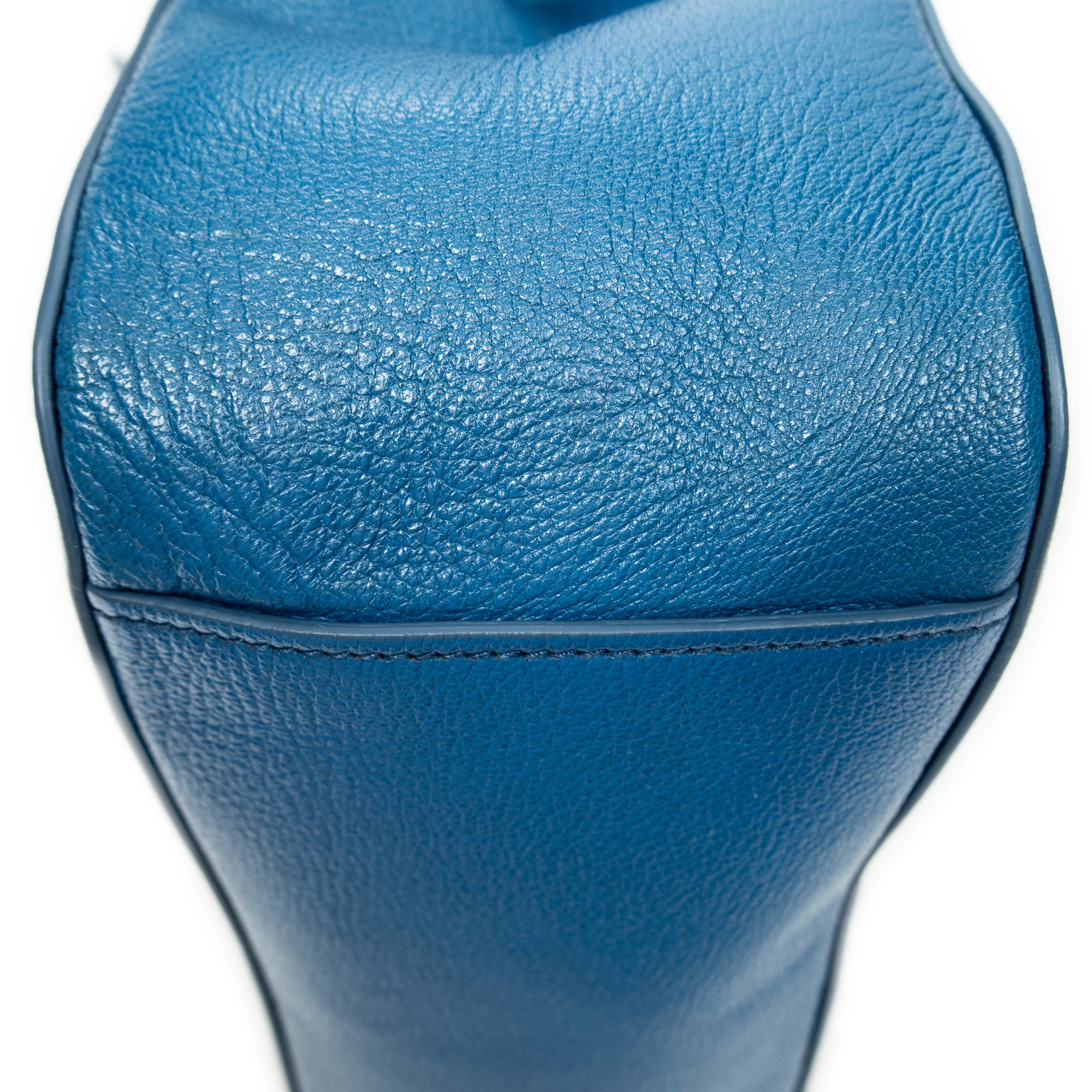 Shoulder Bag Convertible Square Tote Blue Goatskin Leather