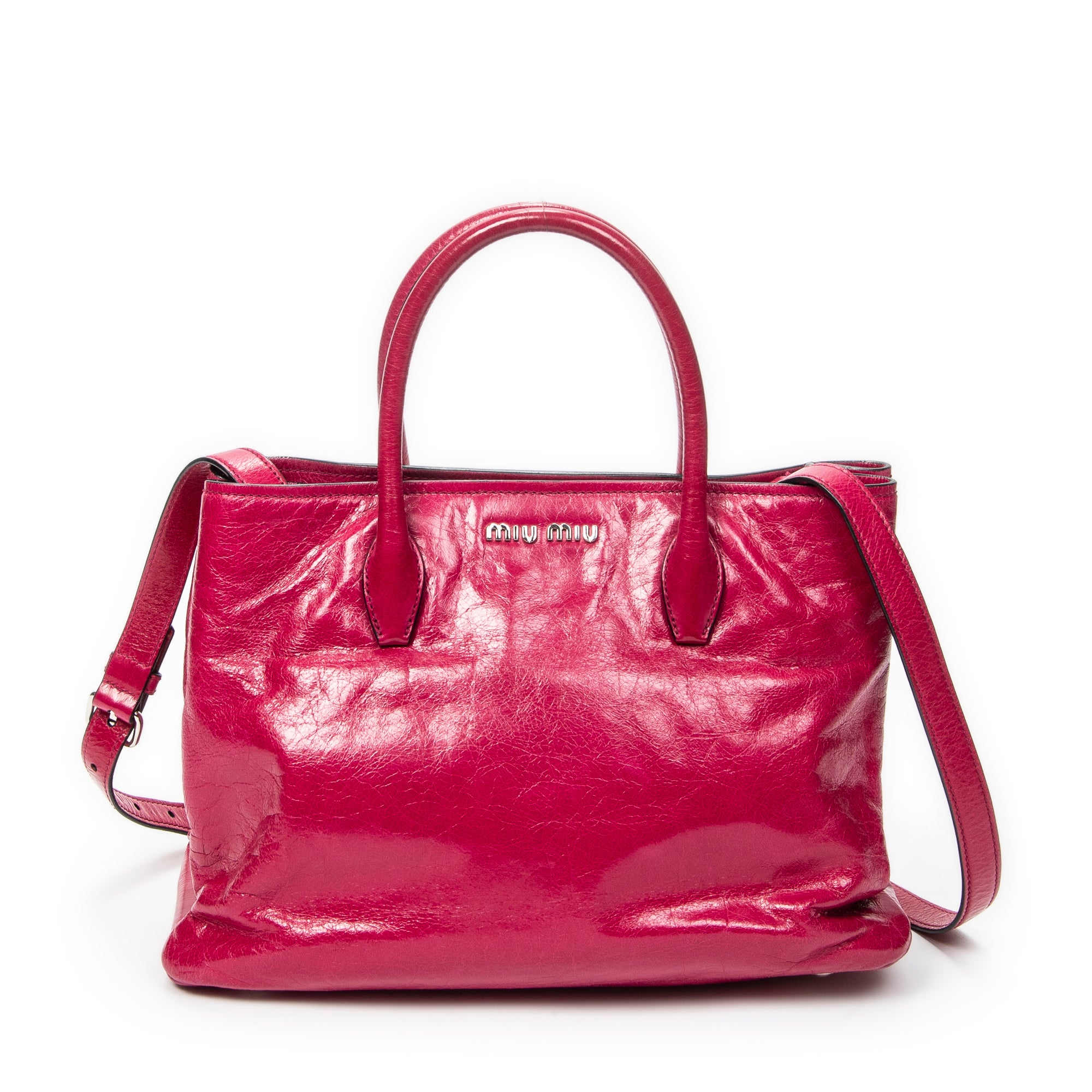 Shoulder Bag Medium Open Tote Pink Vitello Lux Leather