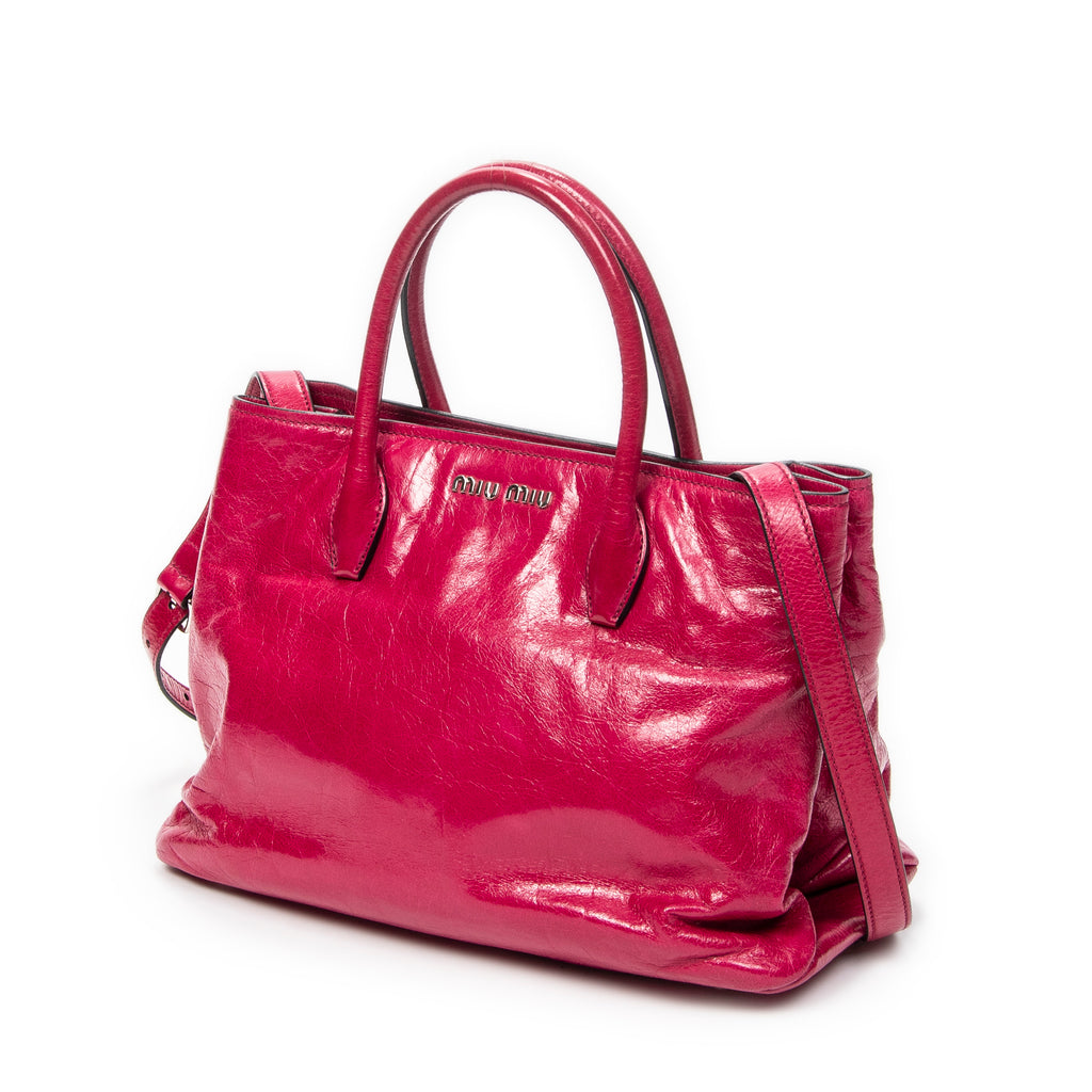 Shoulder Bag Medium Open Tote Pink Vitello Lux Leather