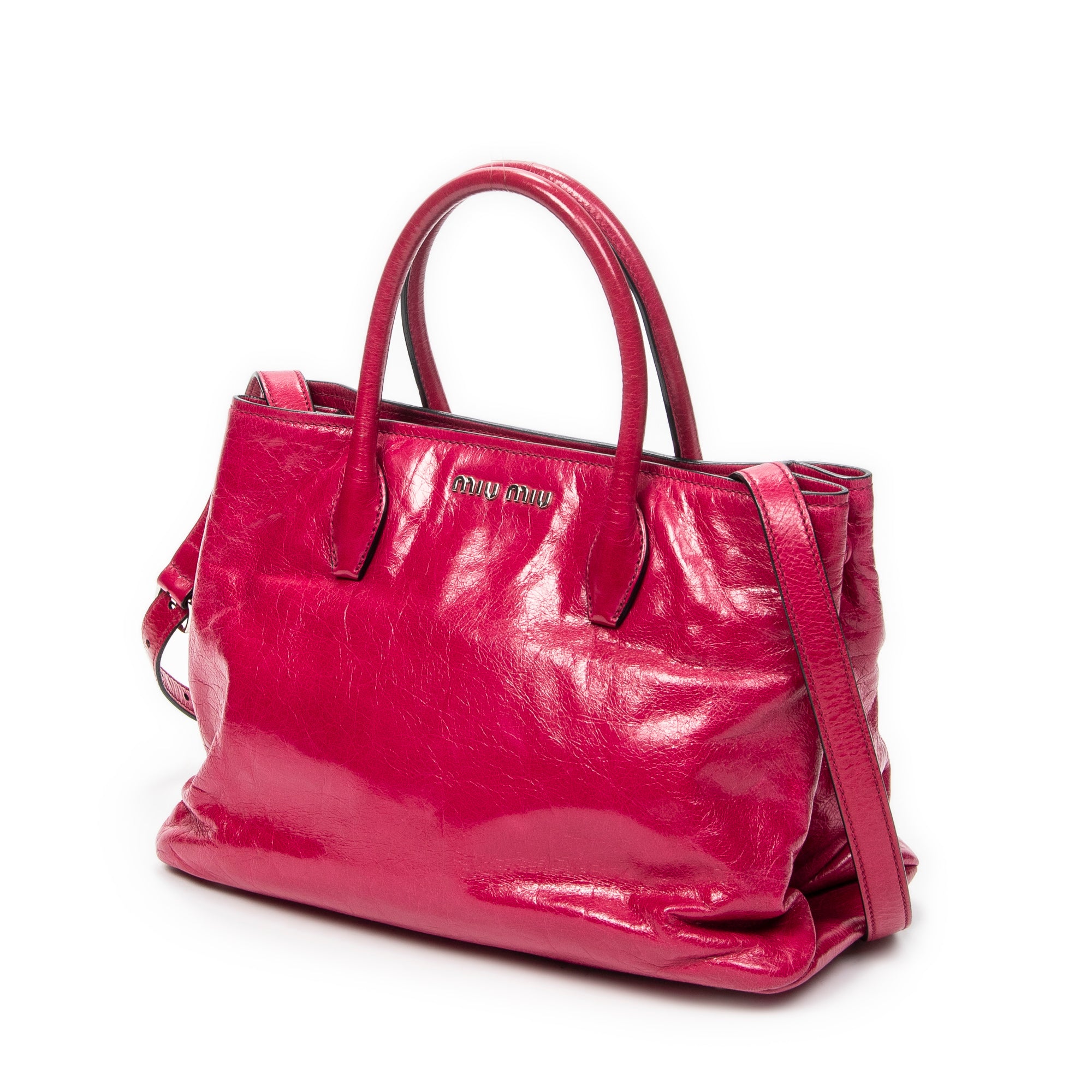 Shoulder Bag Medium Open Tote Pink Vitello Lux Leather