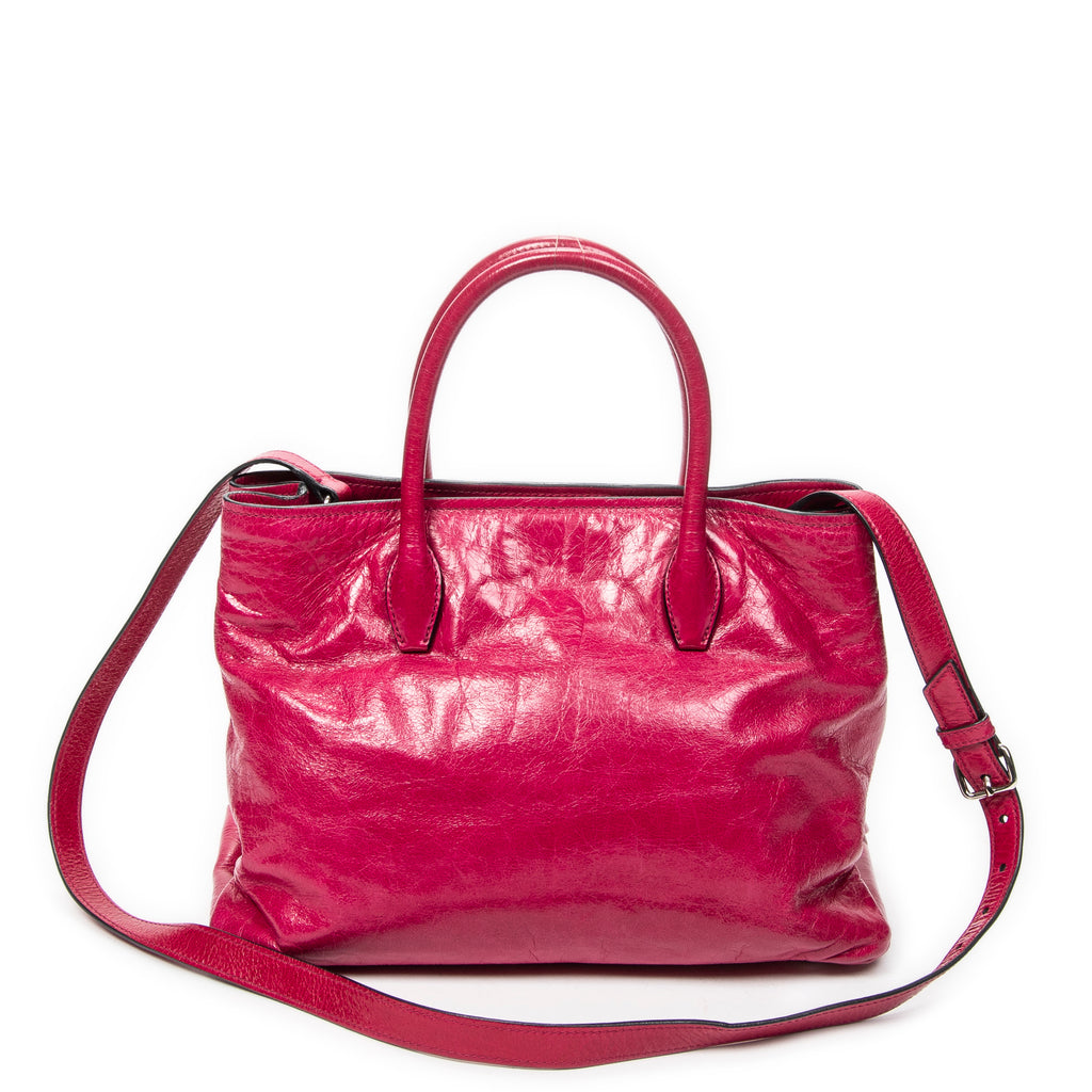Shoulder Bag Medium Open Tote Pink Vitello Lux Leather