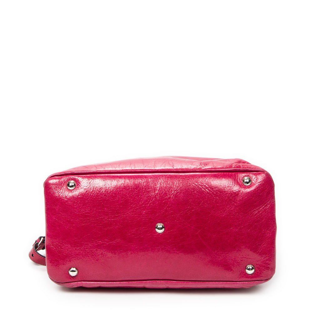 Shoulder Bag Medium Open Tote Pink Vitello Lux Leather