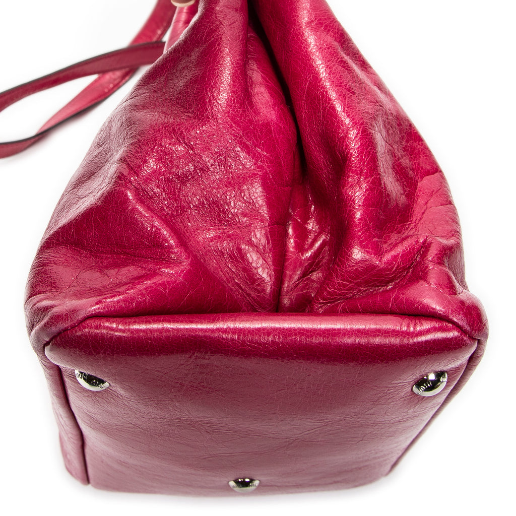Shoulder Bag Medium Open Tote Pink Vitello Lux Leather