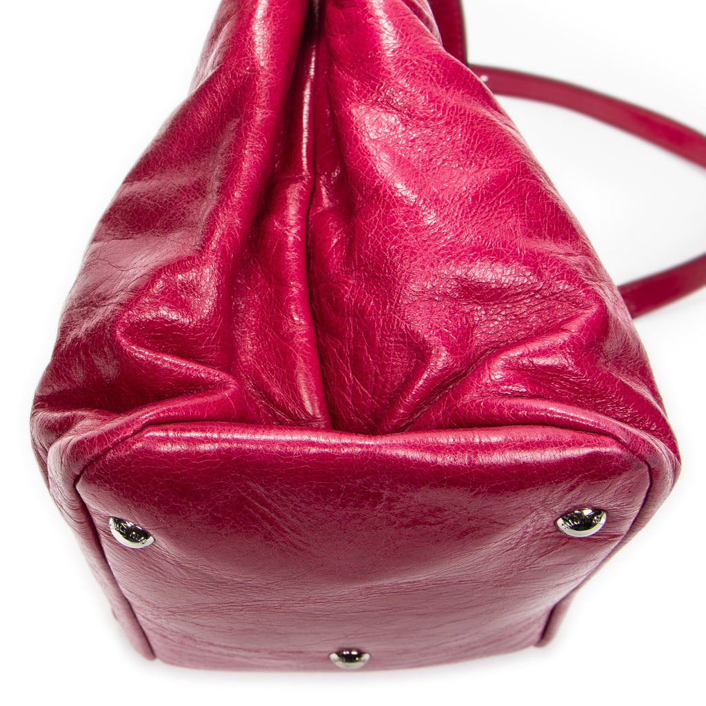 Shoulder Bag Medium Open Tote Pink Vitello Lux Leather
