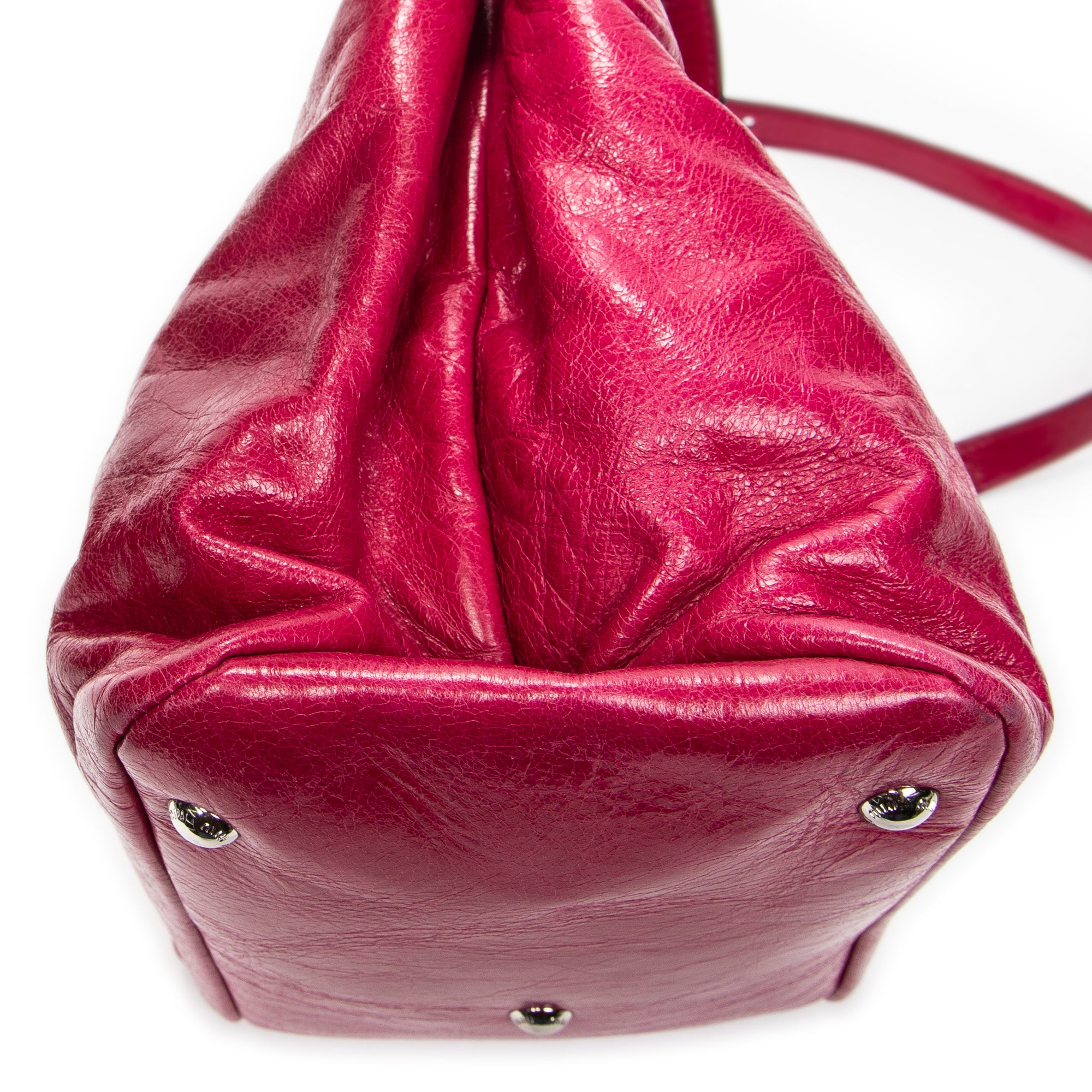 Shoulder Bag Medium Open Tote Pink Vitello Lux Leather