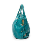 Shoulder Bag Convertible Zip Tote Teal Vitello Daino Leather