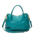 Shoulder Bag Convertible Zip Tote Teal Vitello Daino Leather