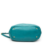 Shoulder Bag Convertible Zip Tote Teal Vitello Daino Leather