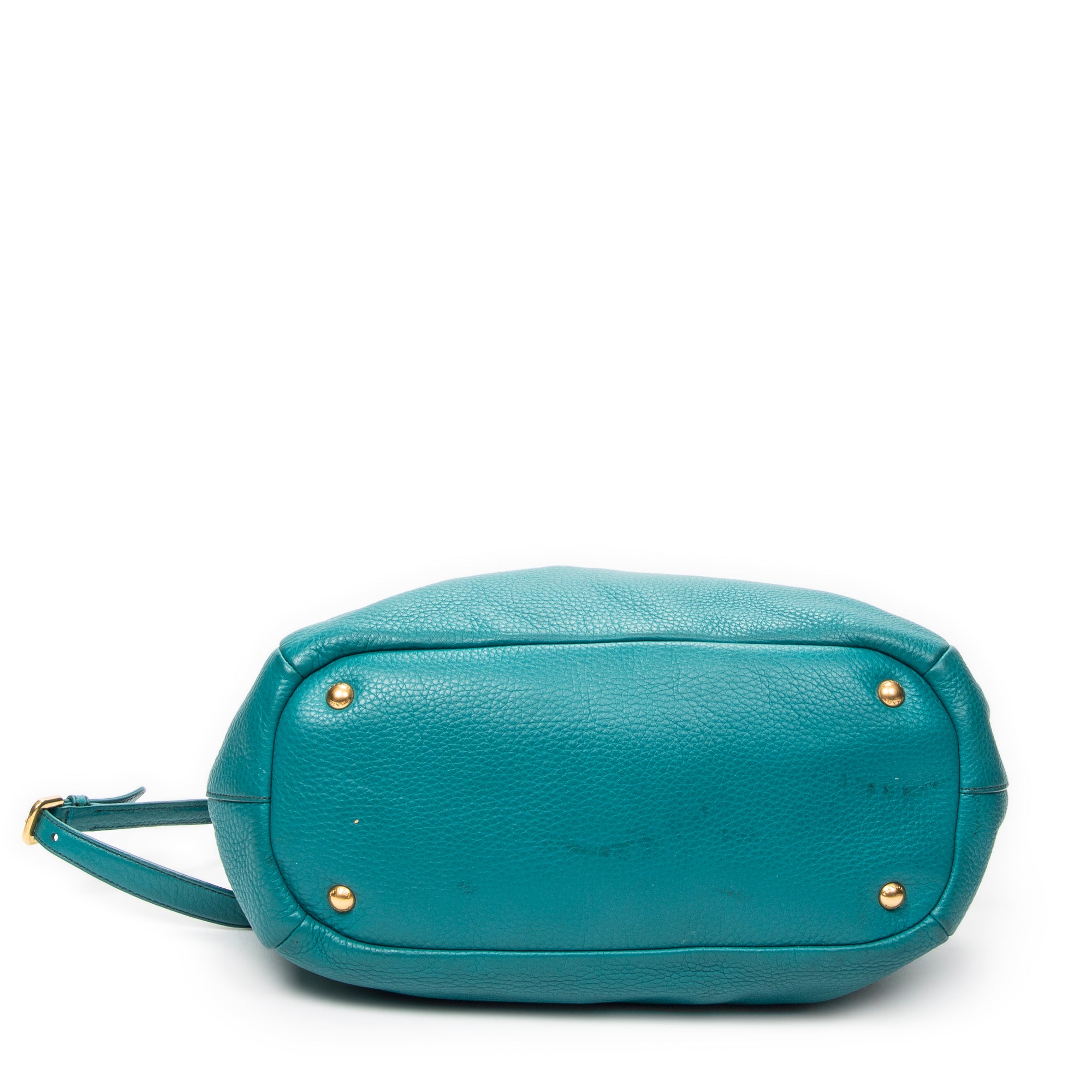 Shoulder Bag Convertible Zip Tote Teal Vitello Daino Leather