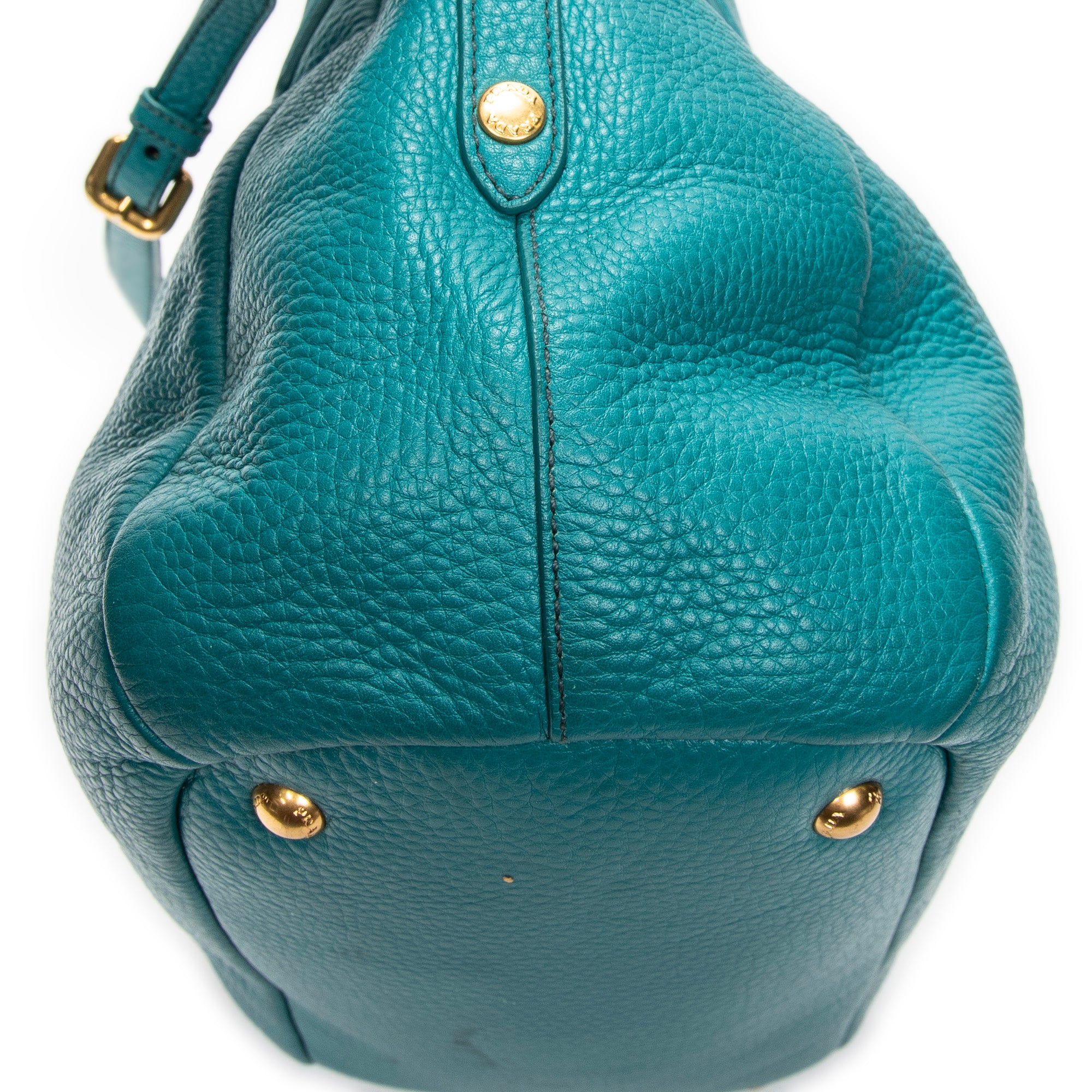 Shoulder Bag Convertible Zip Tote Teal Vitello Daino Leather
