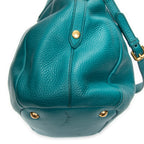 Shoulder Bag Convertible Zip Tote Teal Vitello Daino Leather