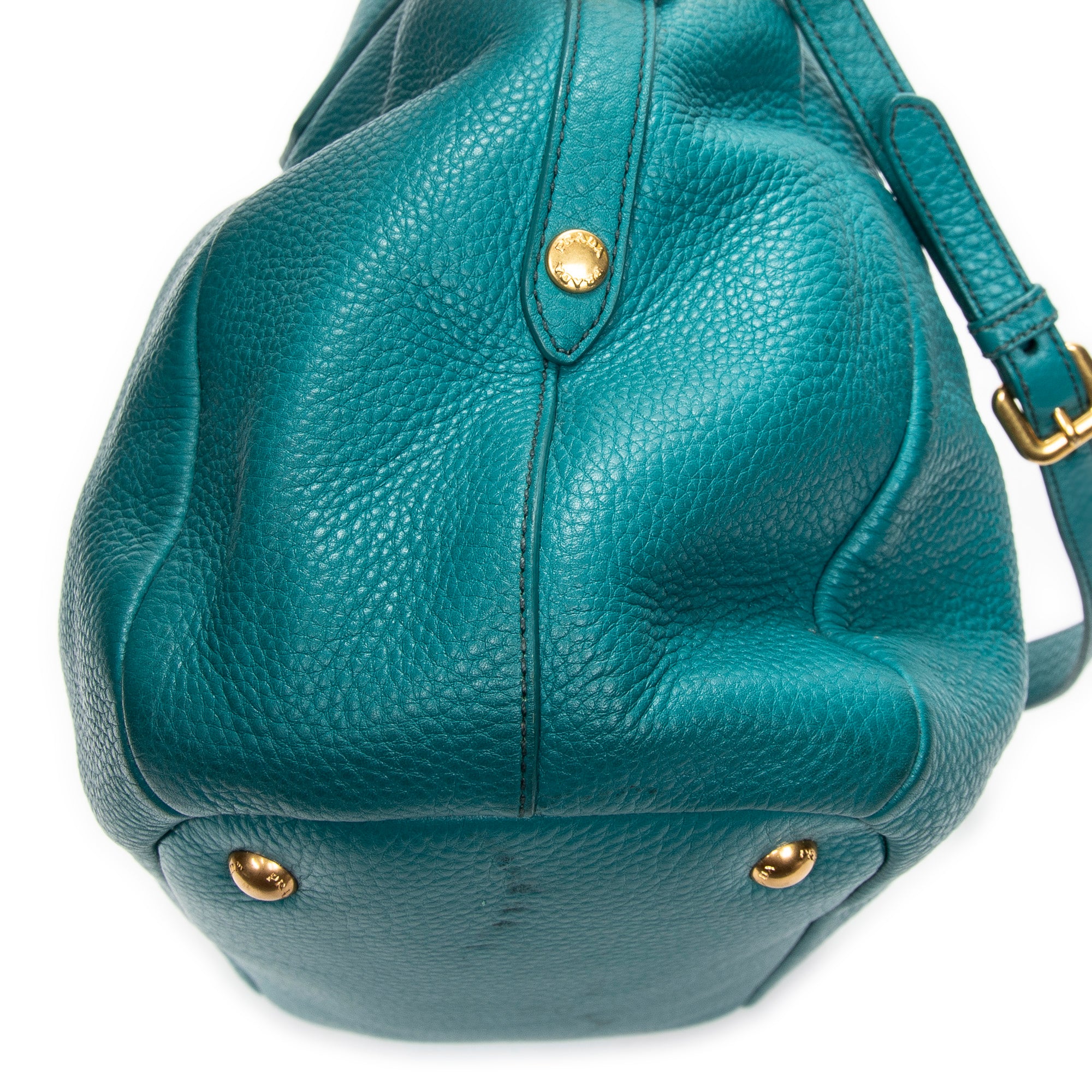 Shoulder Bag Convertible Zip Tote Teal Vitello Daino Leather