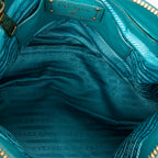 Shoulder Bag Convertible Zip Tote Teal Vitello Daino Leather