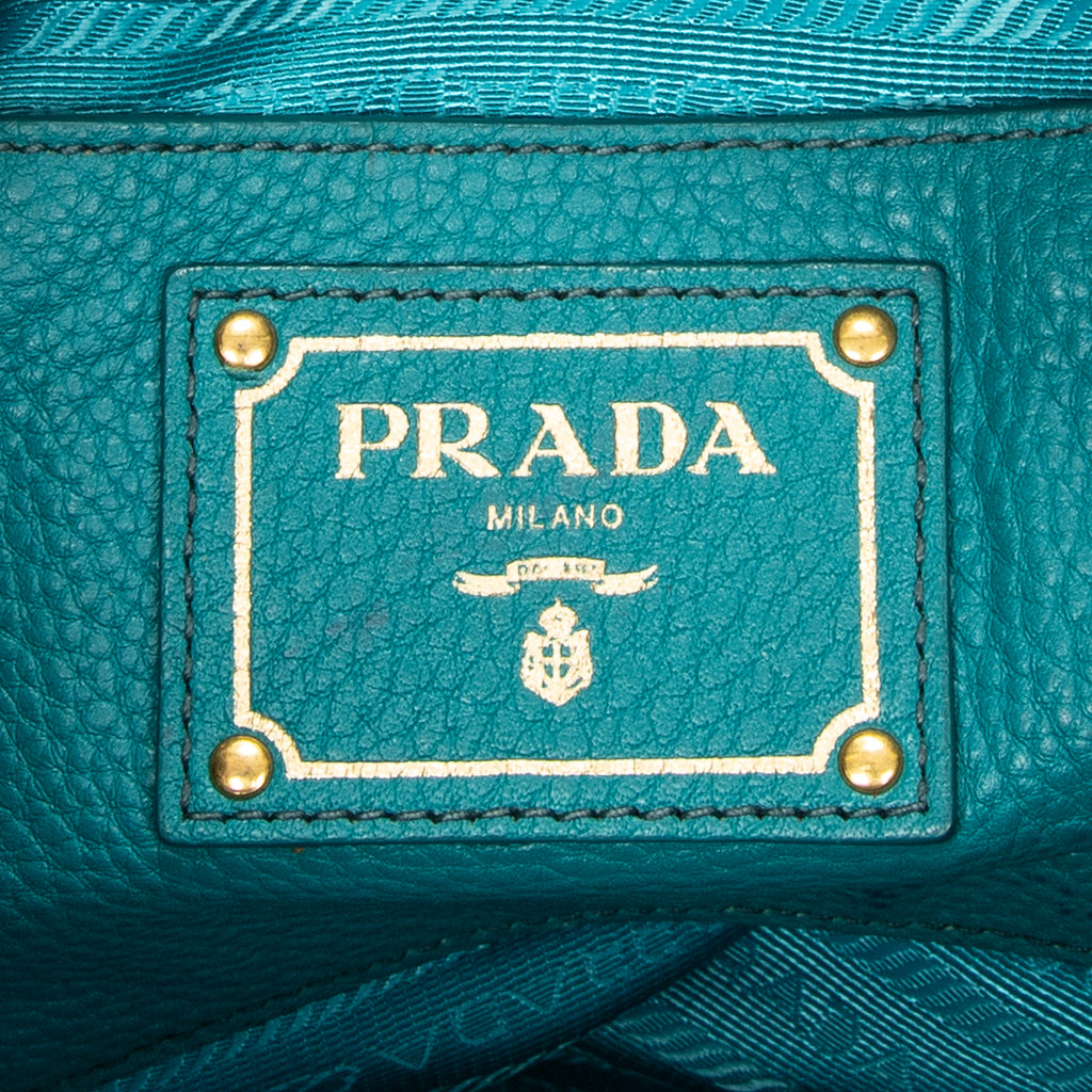 Shoulder Bag Convertible Zip Tote Teal Vitello Daino Leather