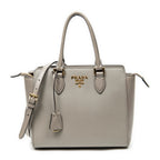 Shoulder Bag Small Top Handle Crossbody Grey Saffiano Leather