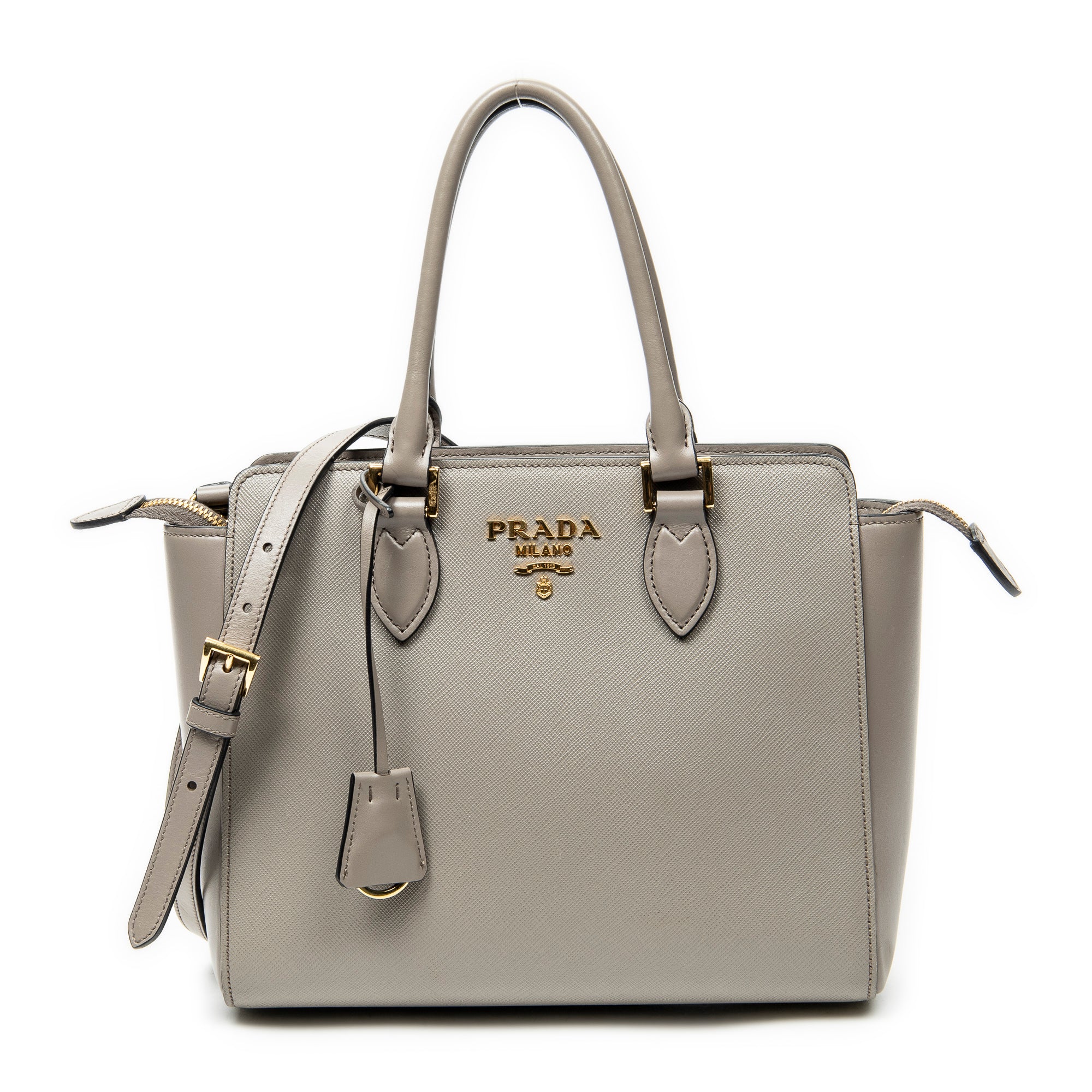 Shoulder Bag Small Top Handle Crossbody Grey Saffiano Leather