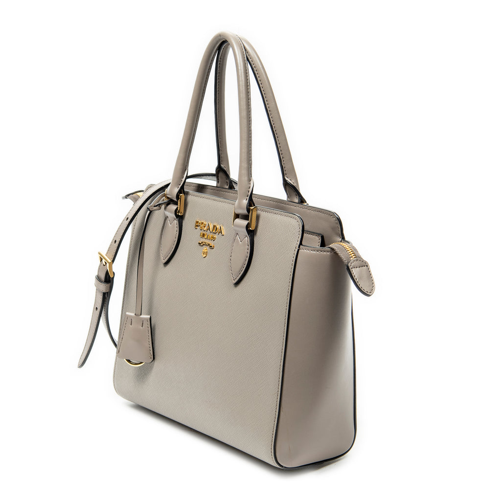 Shoulder Bag Small Top Handle Crossbody Grey Saffiano Leather