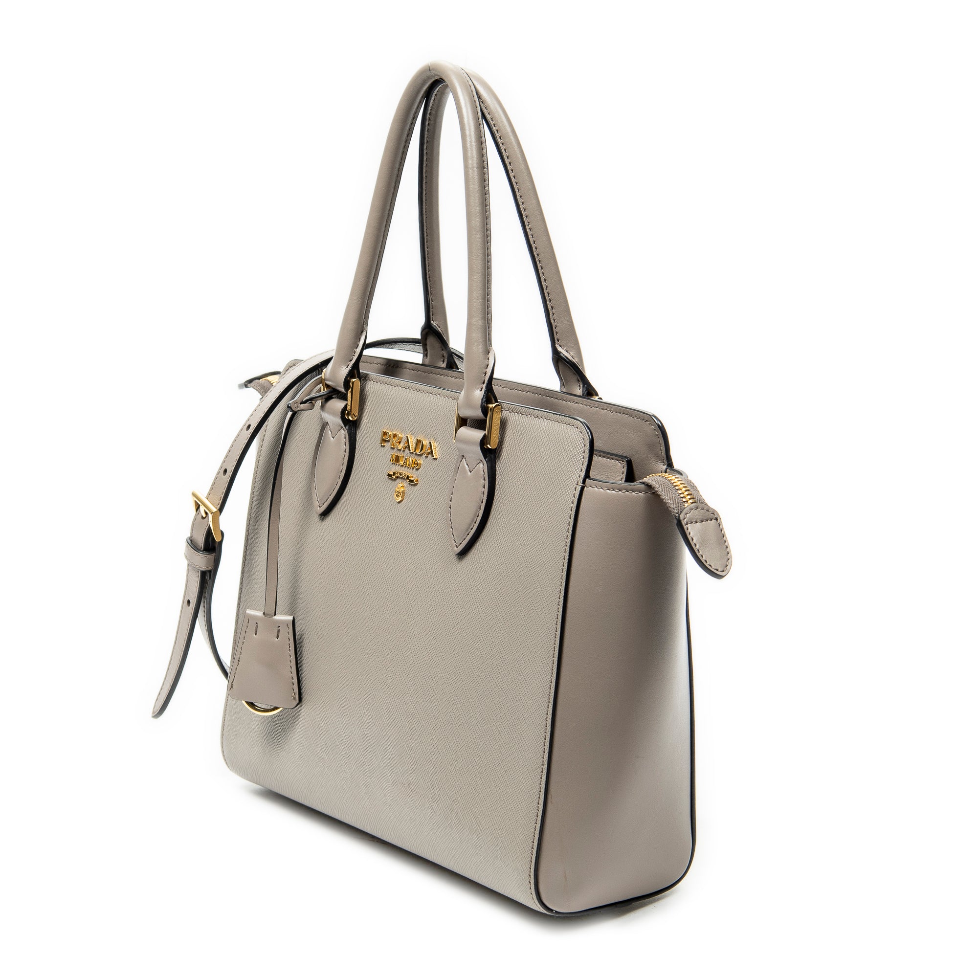 Shoulder Bag Small Top Handle Crossbody Grey Saffiano Leather