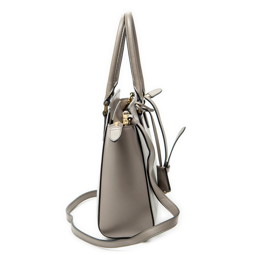 Shoulder Bag Small Top Handle Crossbody Grey Saffiano Leather