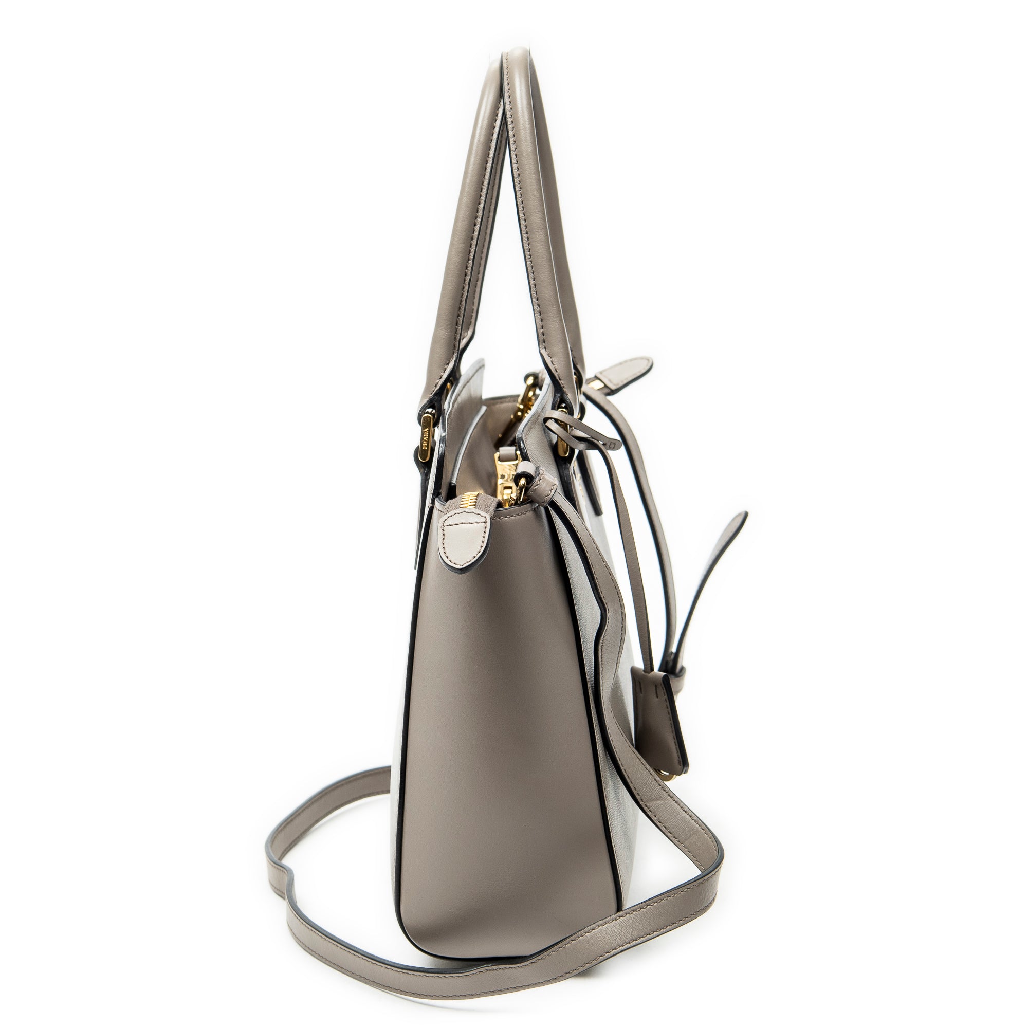 Shoulder Bag Small Top Handle Crossbody Grey Saffiano Leather
