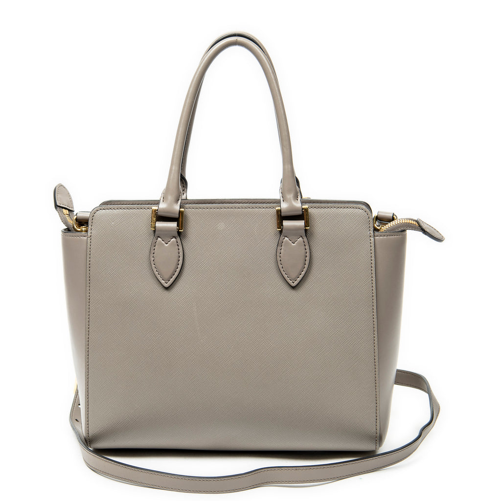 Shoulder Bag Small Top Handle Crossbody Grey Saffiano Leather