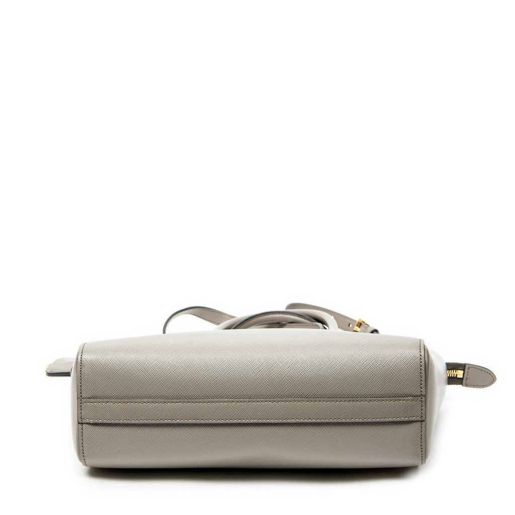 Shoulder Bag Small Top Handle Crossbody Grey Saffiano Leather