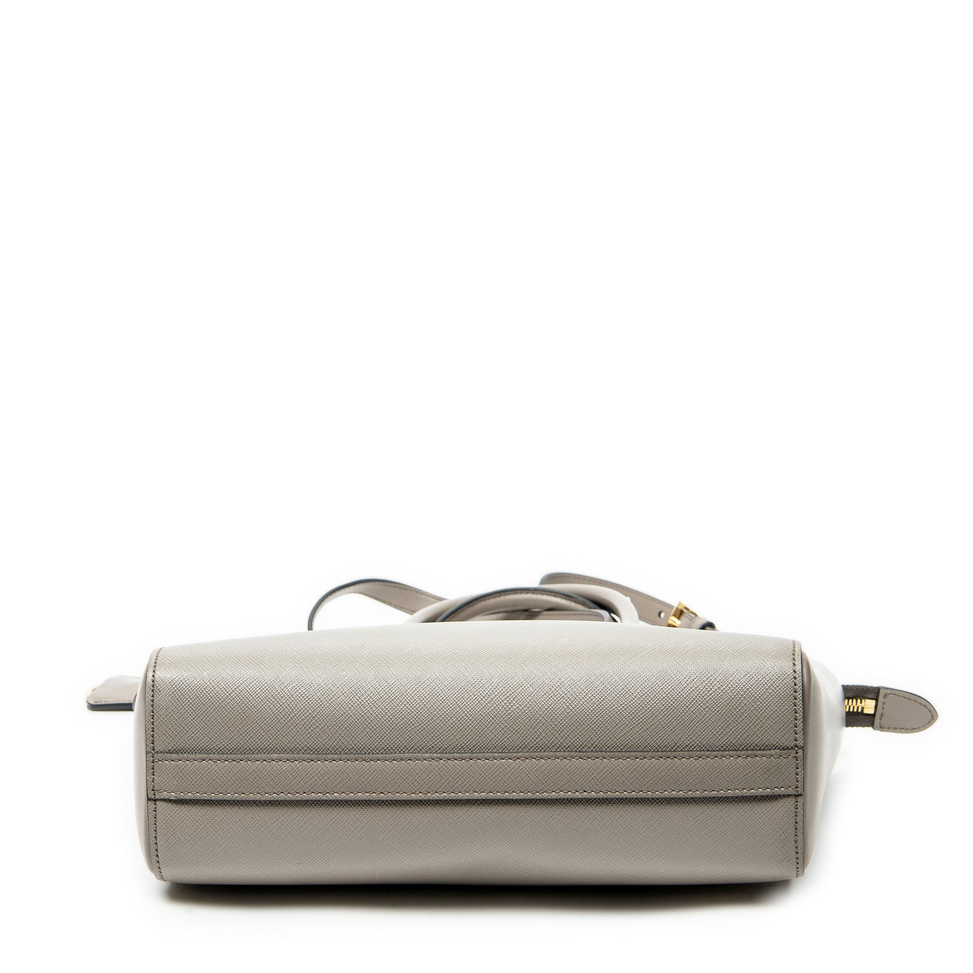 Shoulder Bag Small Top Handle Crossbody Grey Saffiano Leather