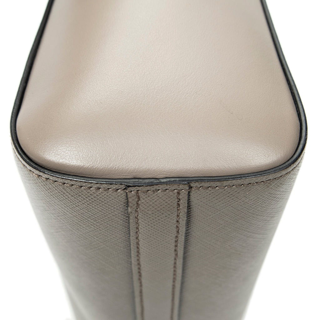 Shoulder Bag Small Top Handle Crossbody Grey Saffiano Leather