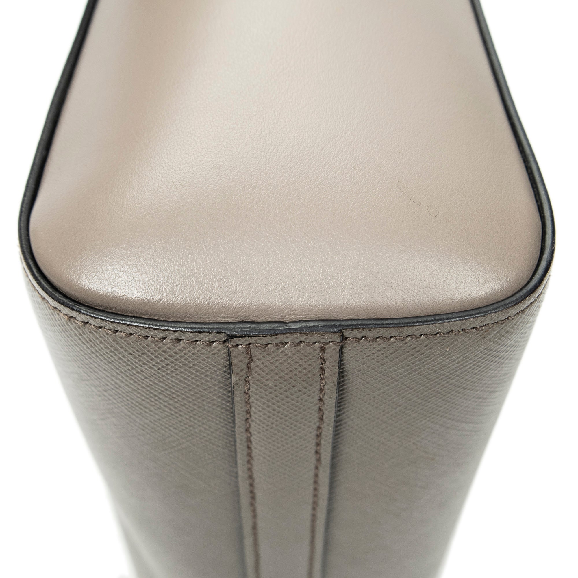 Shoulder Bag Small Top Handle Crossbody Grey Saffiano Leather