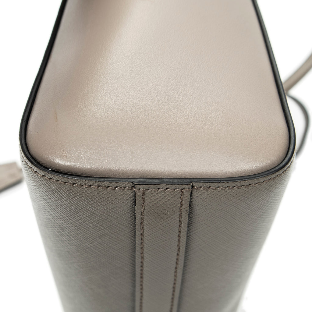 Shoulder Bag Small Top Handle Crossbody Grey Saffiano Leather