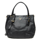 Shoulder Bag Convertible Snap Tote Black Vitello Daino Leather