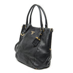 Shoulder Bag Convertible Snap Tote Black Vitello Daino Leather