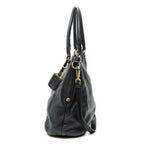 Shoulder Bag Convertible Snap Tote Black Vitello Daino Leather