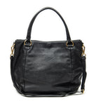 Shoulder Bag Convertible Snap Tote Black Vitello Daino Leather