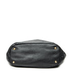 Shoulder Bag Convertible Snap Tote Black Vitello Daino Leather