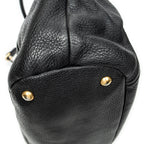 Shoulder Bag Convertible Snap Tote Black Vitello Daino Leather